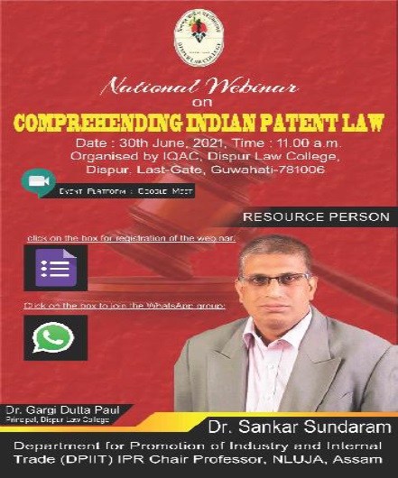 National Webinar On “Comprehending Indian Patent Law”